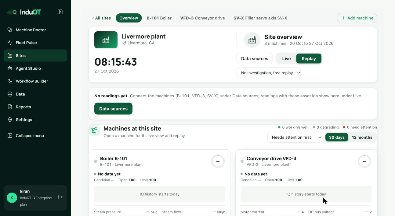 The new site overview before any data arrives